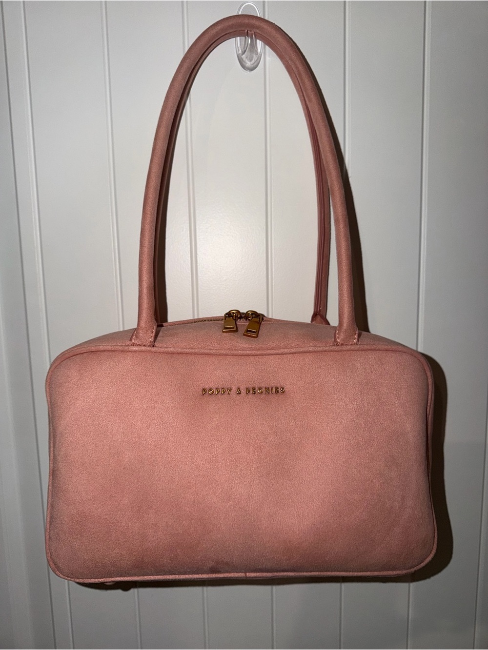 Poppy & Peonies Dusty Pink Suede Satchel